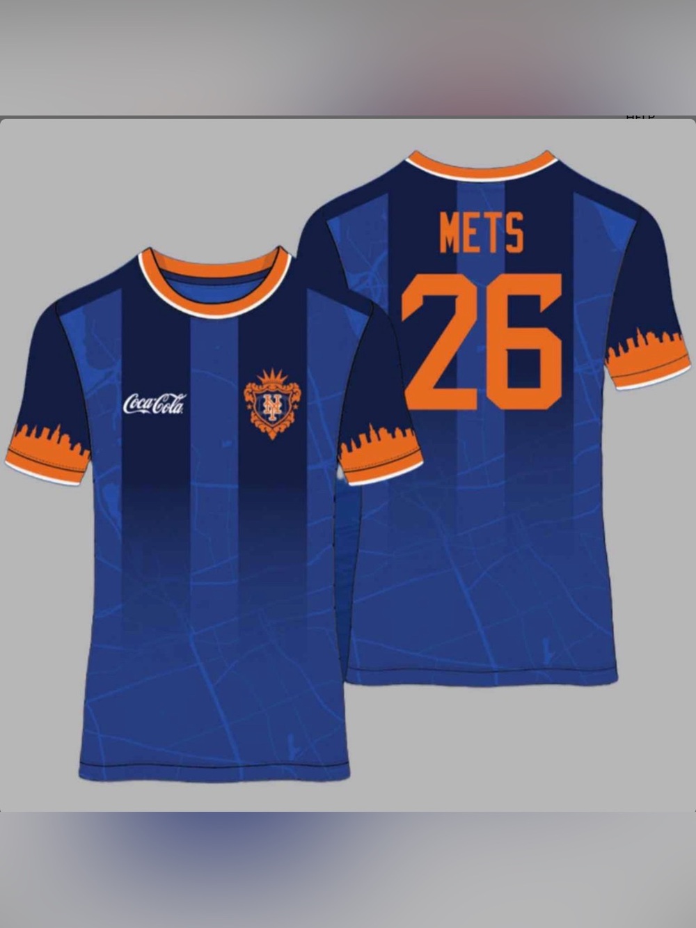 Coca-Cola NWT Navy Blue and Orange Mets Soccer Jersey size xl